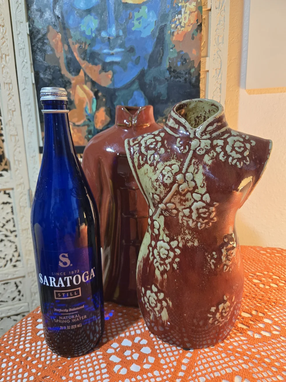Decorative Ceramic Bust Vase in Deep Red - Brand Unbranded